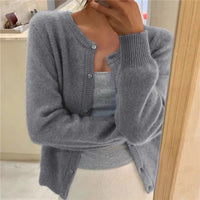 Christine | Crewneck Knitted Button-Up Cardigan