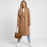 Christine | Wool Blend Double Breasted Long Coat