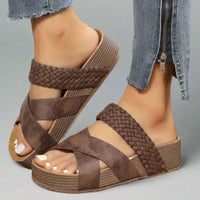 Colleen | Woven Crisscross Wedge Platform Sandals