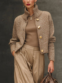 Crystal | Cropped Knit Jacket with Button Detail