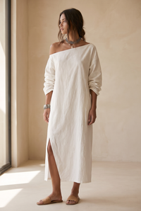 Cynthia | One-Shoulder Midi Dress with Split Hem