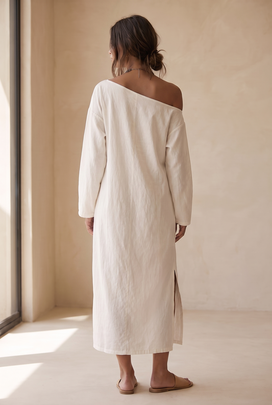 Cynthia | One-Shoulder Midi Dress with Split Hem