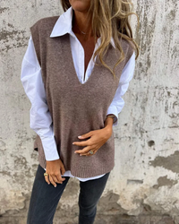 Darlene | Oversized V-Neck Knit Vest