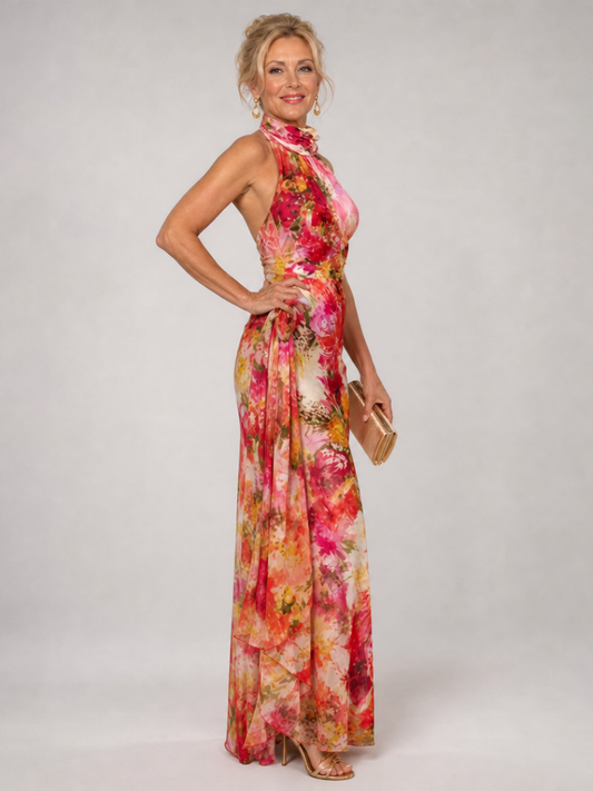 Dawn | Floral Halter Neck Maxi Dress