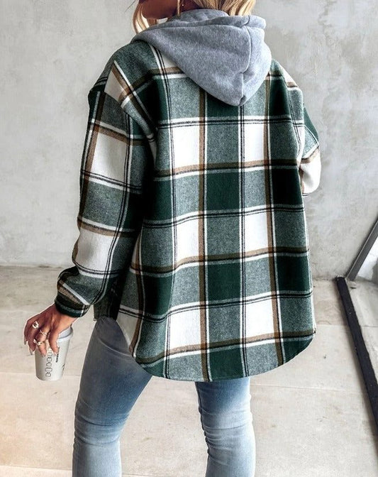 Dawn | Plaid Hooded Oversized Shirt
