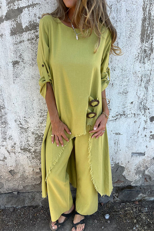 Dawn | Relaxed Two-Piece Set with Asymmetrical Tunic and Wide-Leg Pants