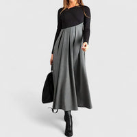 Debbie | Long Sleeve Color Block Pleated Maxi Dress