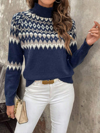 Debbie | Mock Neck Fair Isle Knit Sweater