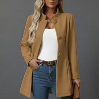 Debbie | Stand Collar Button Front A Line Long Coat