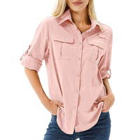 Deborah | Button-Up Shirt with Convertible Sleeves and Chest Pockets