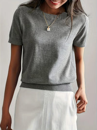 Deborah | Crew Neck Ribbed Knit Top