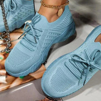 Deborah | Knit Lace-Up Chunky Sole Sneakers
