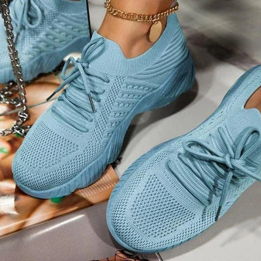 Deborah | Knit Lace-Up Chunky Sole Sneakers