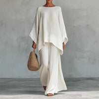 Deborah | Refined Linen Two Piece Set with Wide Leg Trousers