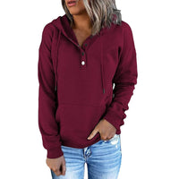 Deborah | Relaxed Button Placket Hoodie with Kangaroo Pocket