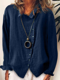 Deborah | Relaxed Linen Blend Long Sleeve Button-Up Shirt