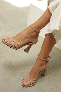 Deborah | Strappy Block Heel Sandals with Crossover Ankle Strap