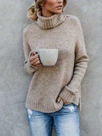 Denise | Turtleneck Knit Sweater with Ribbed Hem