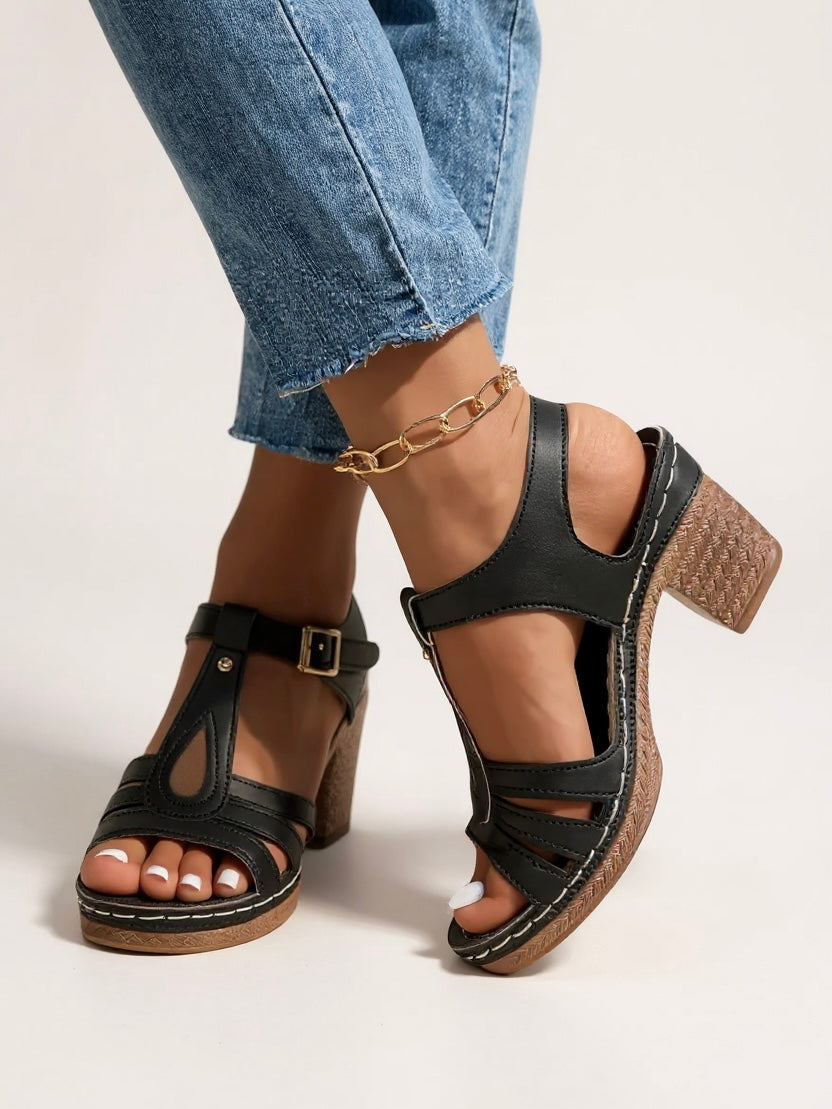 Diane | Block Heel Buckle Strap Sandals