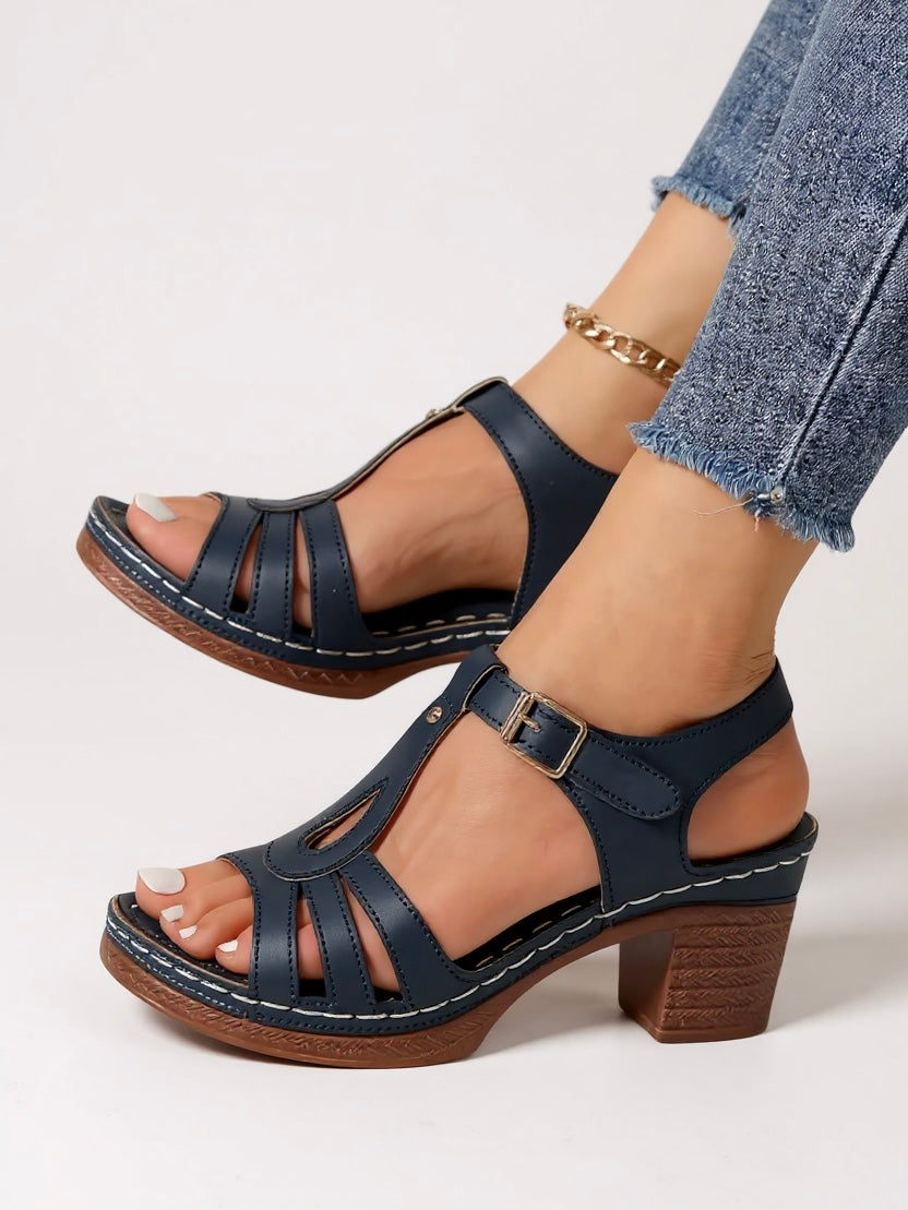 Diane | Block Heel Buckle Strap Sandals