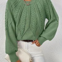 Diane | Cable Knit Cropped Crew Neck Sweater