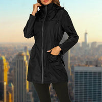 Donna | Hooded Drawstring Waist Rain Jacket