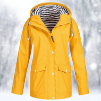 Donna | Hooded Waterproof Rain Jacket with Striped Lining