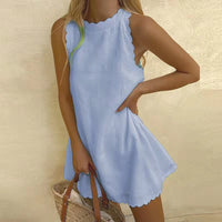 Donna | Scalloped Hem Casual Mini Dress