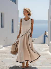 Donna | Sleeveless Maxi Dress with Asymmetric Draped Detail