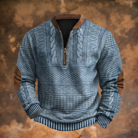 Douglas | Quarter Zip Cable Knit Sweater with Elbow Patches