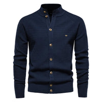 Edward | Knitted Button-Up Cardigan with Stand Collar