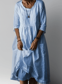 Elaine | Linen Maxi Dress With Asymmetric Hem