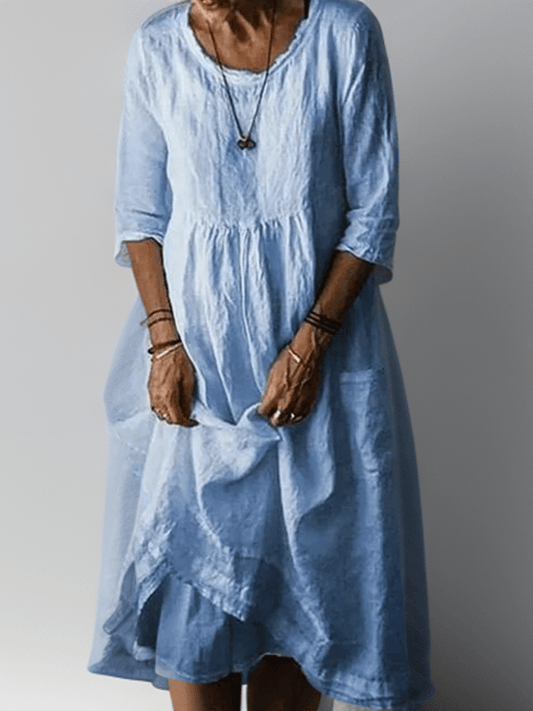 Elaine | Linen Maxi Dress With Asymmetric Hem