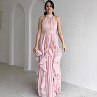 Gail | Elegant Halter Ruffle Maxi Dress