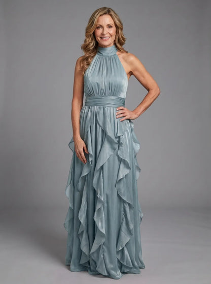 Gail | Elegant Halter Ruffle Maxi Dress