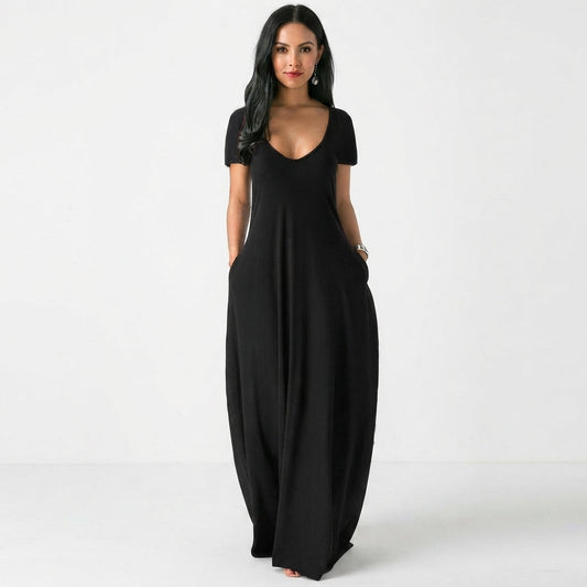 Gail | Elegant V-Neck Maxi Dress with Pockets