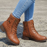 Gail | Quilted Ankle Boots with Knit Cuff and Side Zip