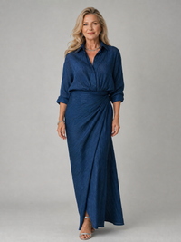 Gail | Wrap Front Maxi Dress with Long Sleeves