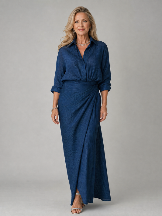 Gail | Wrap Front Maxi Dress with Long Sleeves
