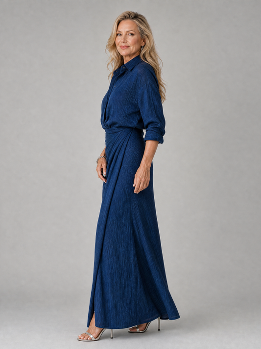 Gail | Wrap Front Maxi Dress with Long Sleeves