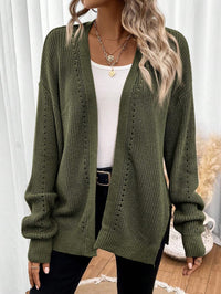 Janet | Oversized Open Front Knit Cardigan with Pointelle Detail