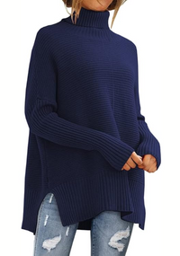 Janet | Oversized Ribbed Knit Turtleneck Sweater