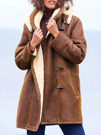 Janice | Faux Shearling Hooded Long Coat with Toggle Closure