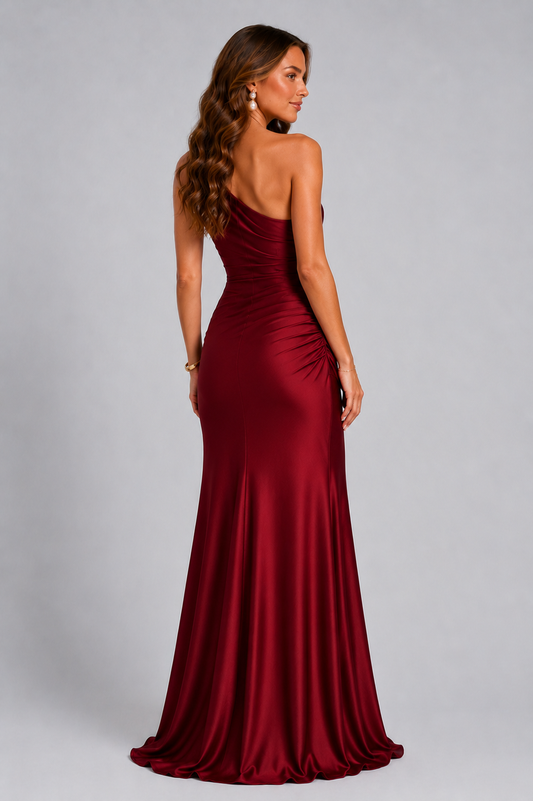 Janice | One Shoulder Satin Mermaid Maxi Dress