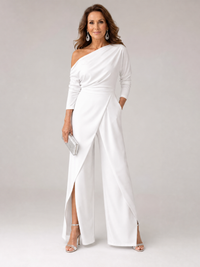 Jean | One Shoulder Long Sleeve Wide Leg Jumpsuit