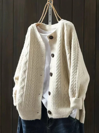 Jean | Oversized Cable Knit Cardigan with Button-Up Front
