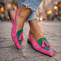 Jennifer | Pointed Toe Suede Tassel Slingback Flats