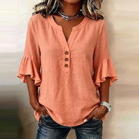 Jennifer | V-Neck Flutter Sleeve Loose Fit Blouse