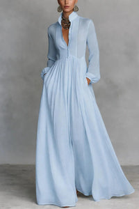 Jill | Long Sleeve Button-Front Maxi Dress