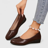 Joan | Textured Croc Embossed Slip On Wedge Flats